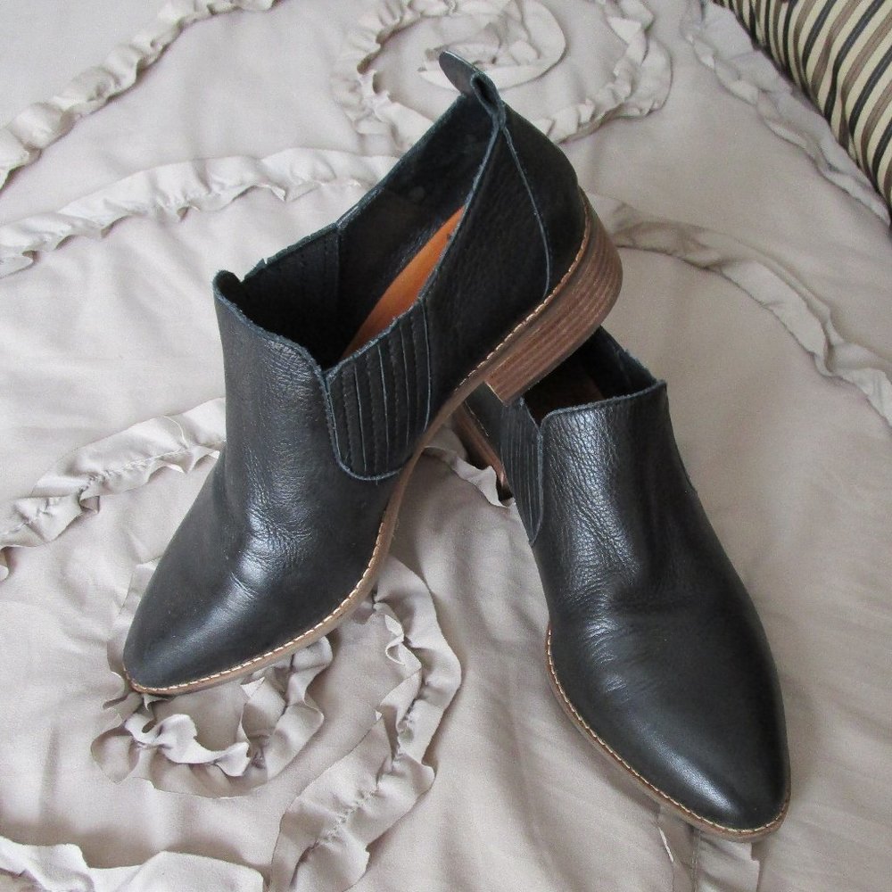 leather pointed toe booties